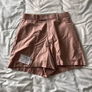 ASOS DESIGN smart linen blend cropped bermuda shorts in pink W 29